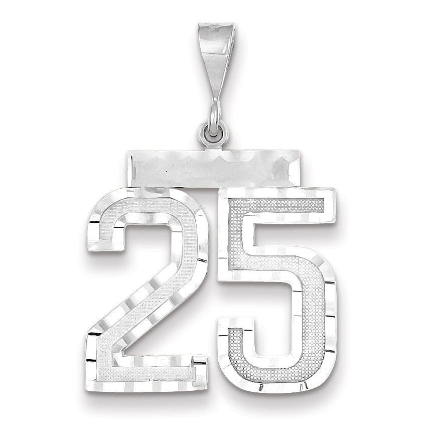 Lovely Rita's Pendants & Charms 14k White Gold Diamond Cut Finish Large Size Number 25 Charm Pendant