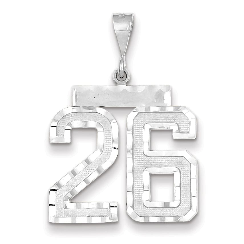 Lovely Rita's Pendants & Charms 14k White Gold Diamond Cut Finish Large Size Number 26 Charm Pendant