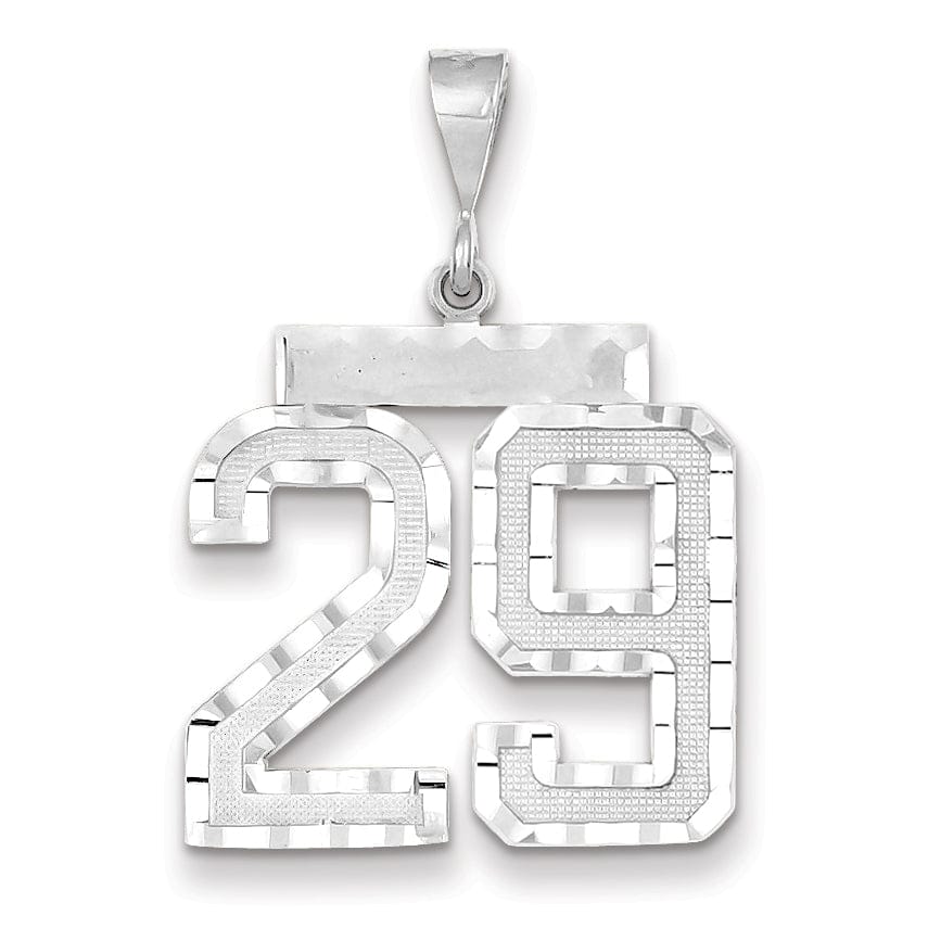 Lovely Rita's Pendants & Charms 14k White Gold Diamond Cut Finish Large Size Number 29 Charm Pendant