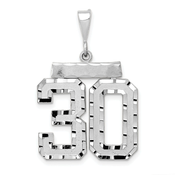 Lovely Rita's Pendants & Charms 14k White Gold Diamond Cut Finish Large Size Number 30 Charm Pendant