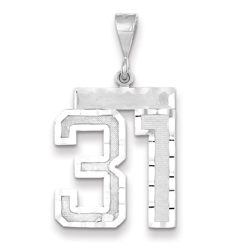 Lovely Rita's Pendants & Charms 14k White Gold Diamond Cut Finish Large Size Number 31 Charm Pendant