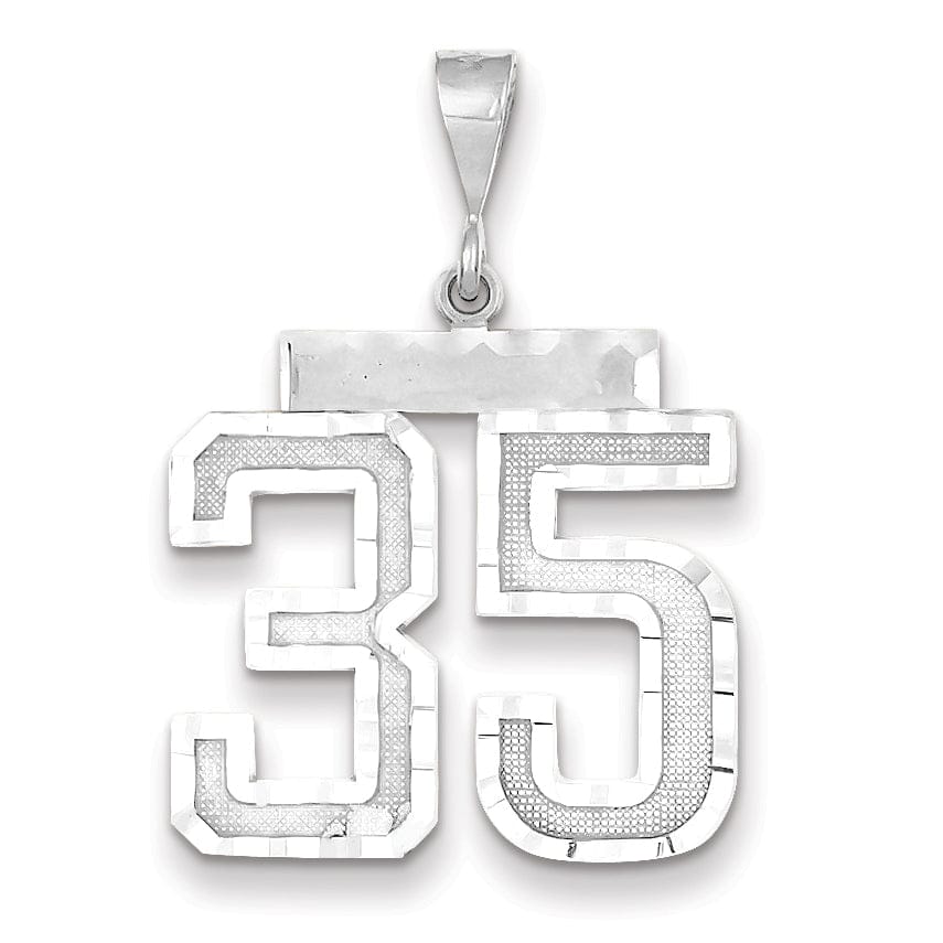 Lovely Rita's Pendants & Charms 14k White Gold Diamond Cut Finish Large Size Number 35 Charm Pendant