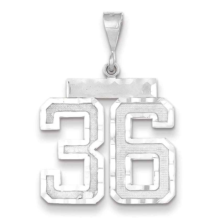 Lovely Rita's Pendants & Charms 14k White Gold Diamond Cut Finish Large Size Number 36 Charm Pendant
