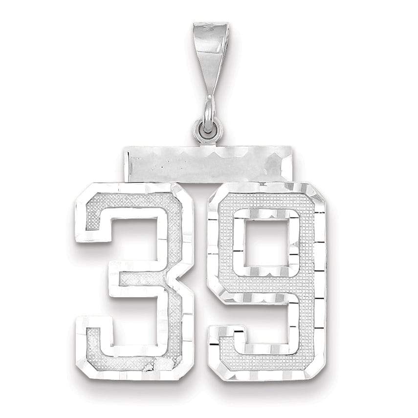 Lovely Rita's Pendants & Charms 14k White Gold Diamond Cut Finish Large Size Number 39 Charm Pendant