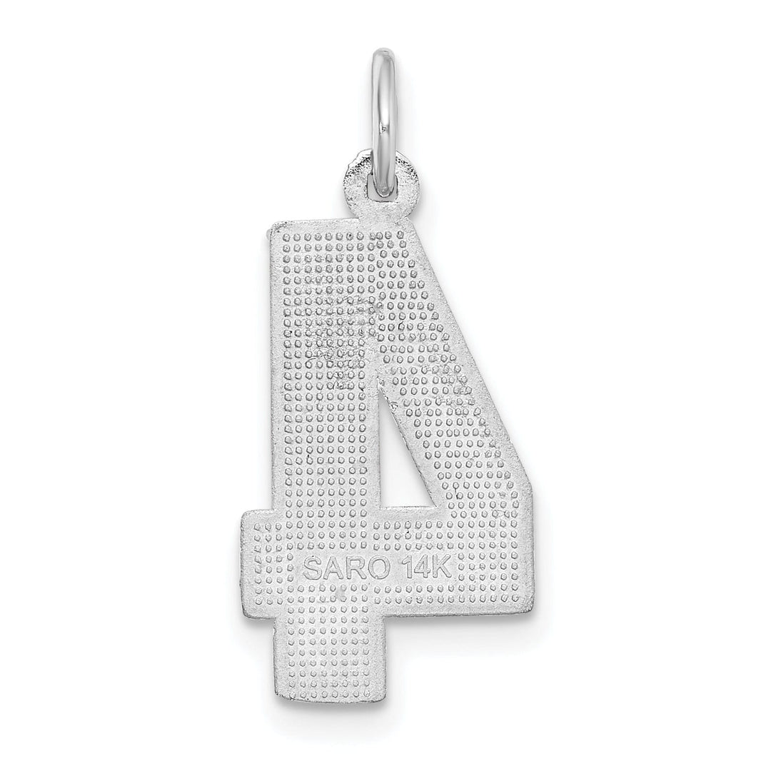 Lovely Rita's Pendants & Charms 14k White Gold Diamond Cut Finish Large Size Number 4 Charm Pendant