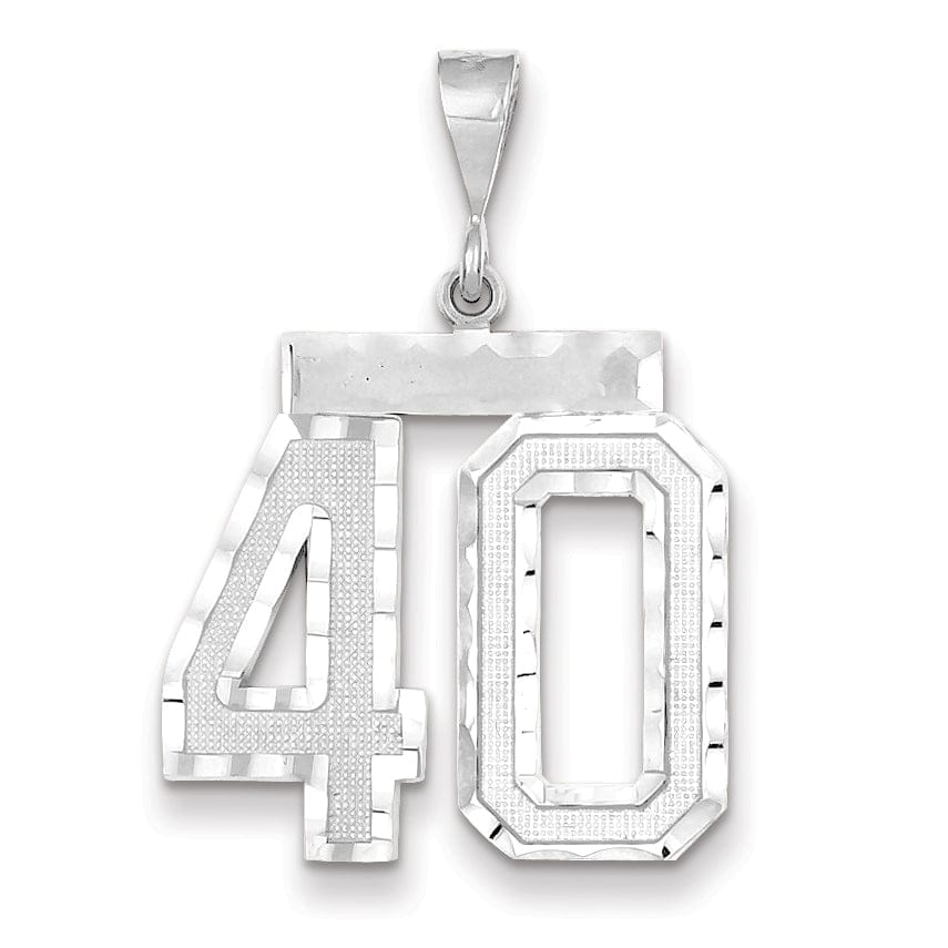 Lovely Rita's Pendants & Charms 14k White Gold Diamond Cut Finish Large Size Number 40 Charm Pendant