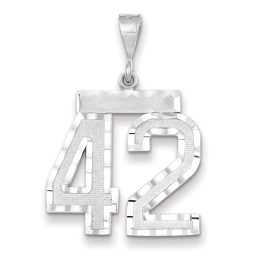 Lovely Rita's Pendants & Charms 14k White Gold Diamond Cut Finish Large Size Number 42 Charm Pendant