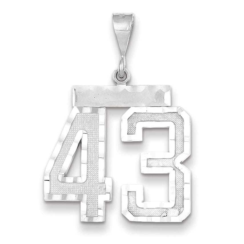 Lovely Rita's Pendants & Charms 14k White Gold Diamond Cut Finish Large Size Number 43 Charm Pendant