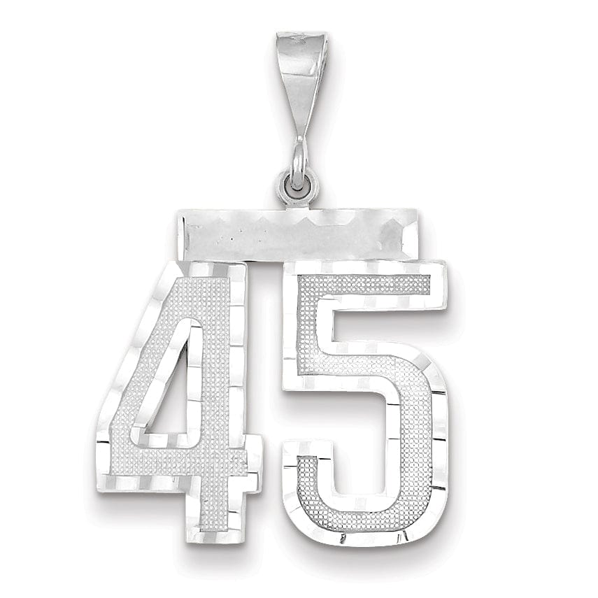 Lovely Rita's Pendants & Charms 14k White Gold Diamond Cut Finish Large Size Number 45 Charm Pendant