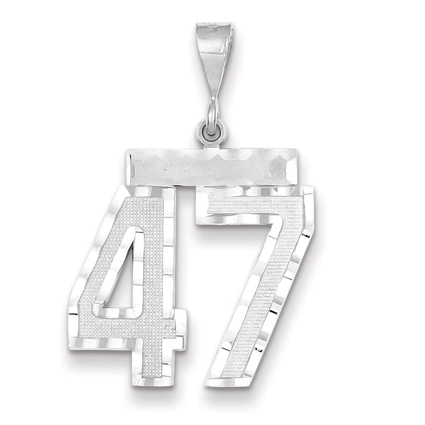 Lovely Rita's Pendants & Charms 14k White Gold Diamond Cut Finish Large Size Number 47 Charm Pendant