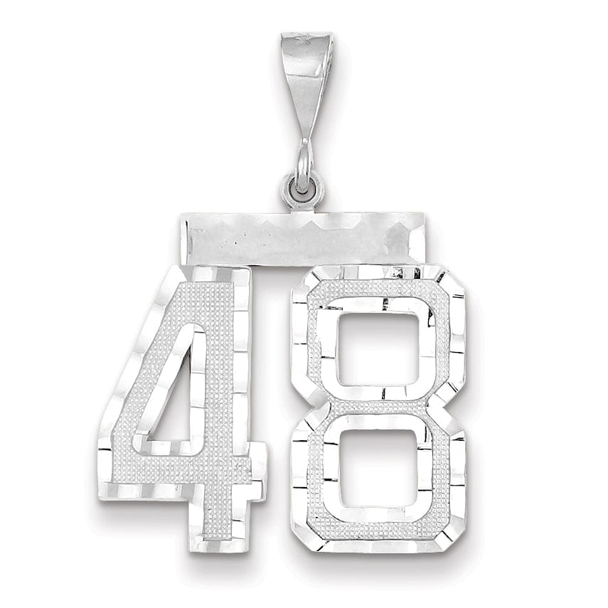 Lovely Rita's Pendants & Charms 14k White Gold Diamond Cut Finish Large Size Number 48 Charm Pendant