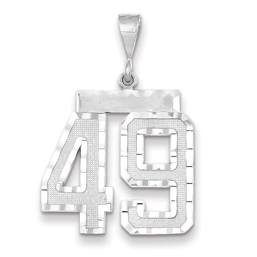 Lovely Rita's Pendants & Charms 14k White Gold Diamond Cut Finish Large Size Number 49 Charm Pendant