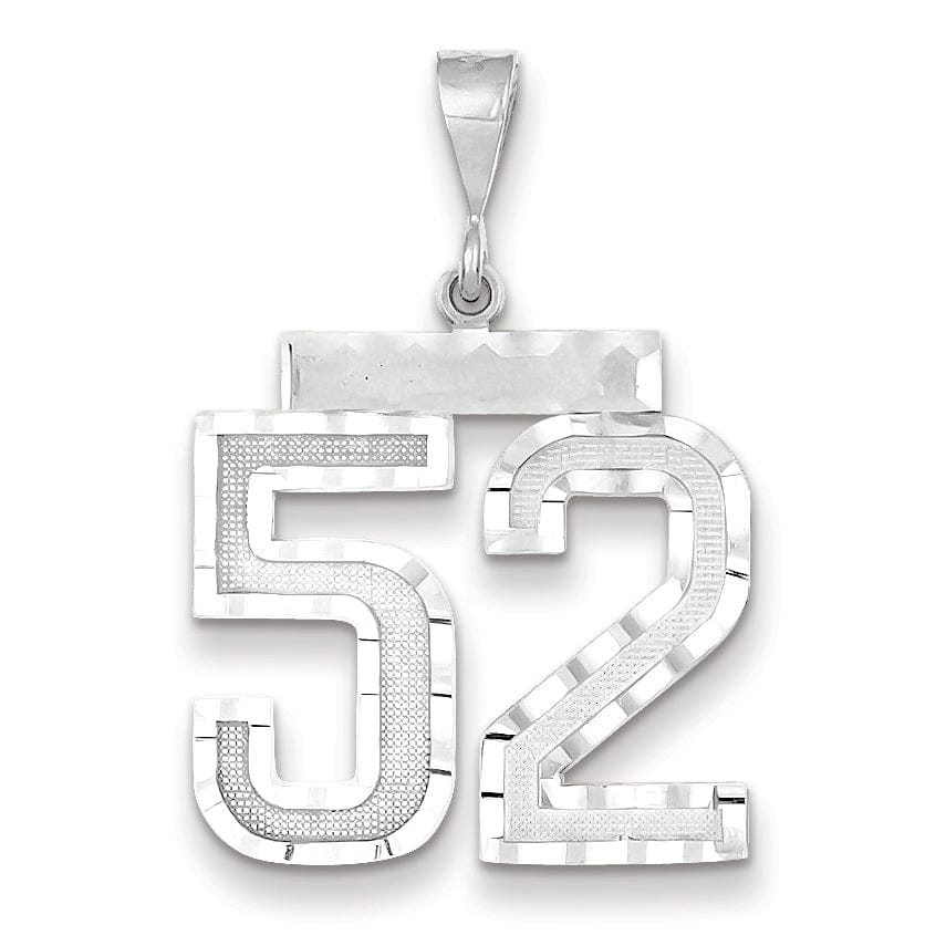 Lovely Rita's Pendants & Charms 14k White Gold Diamond Cut Finish Large Size Number 52Charm Pendant