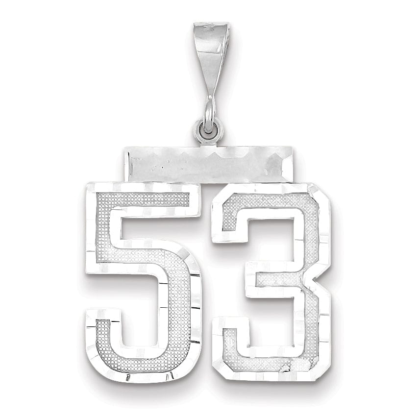 Lovely Rita's Pendants & Charms 14k White Gold Diamond Cut Finish Large Size Number 53 Charm Pendant