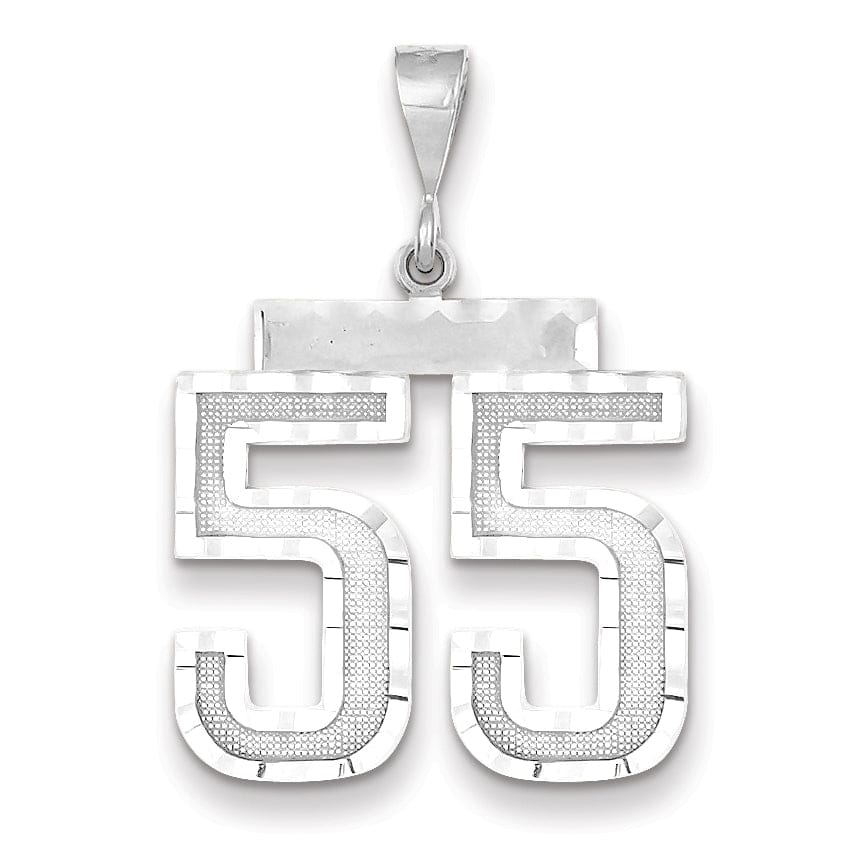 Lovely Rita's Pendants & Charms 14k White Gold Diamond Cut Finish Large Size Number 55 Charm Pendant