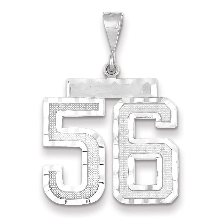 Lovely Rita's Pendants & Charms 14k White Gold Diamond Cut Finish Large Size Number 56 Charm Pendant