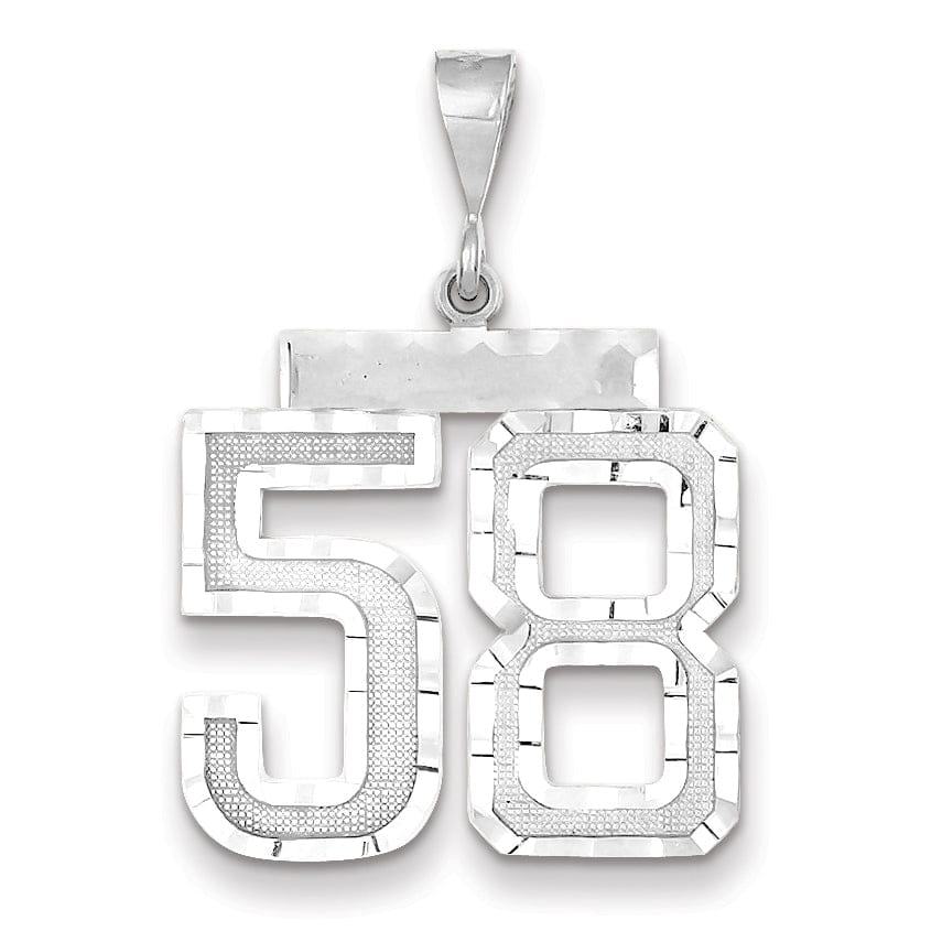 Lovely Rita's Pendants & Charms 14k White Gold Diamond Cut Finish Large Size Number 58 Charm Pendant