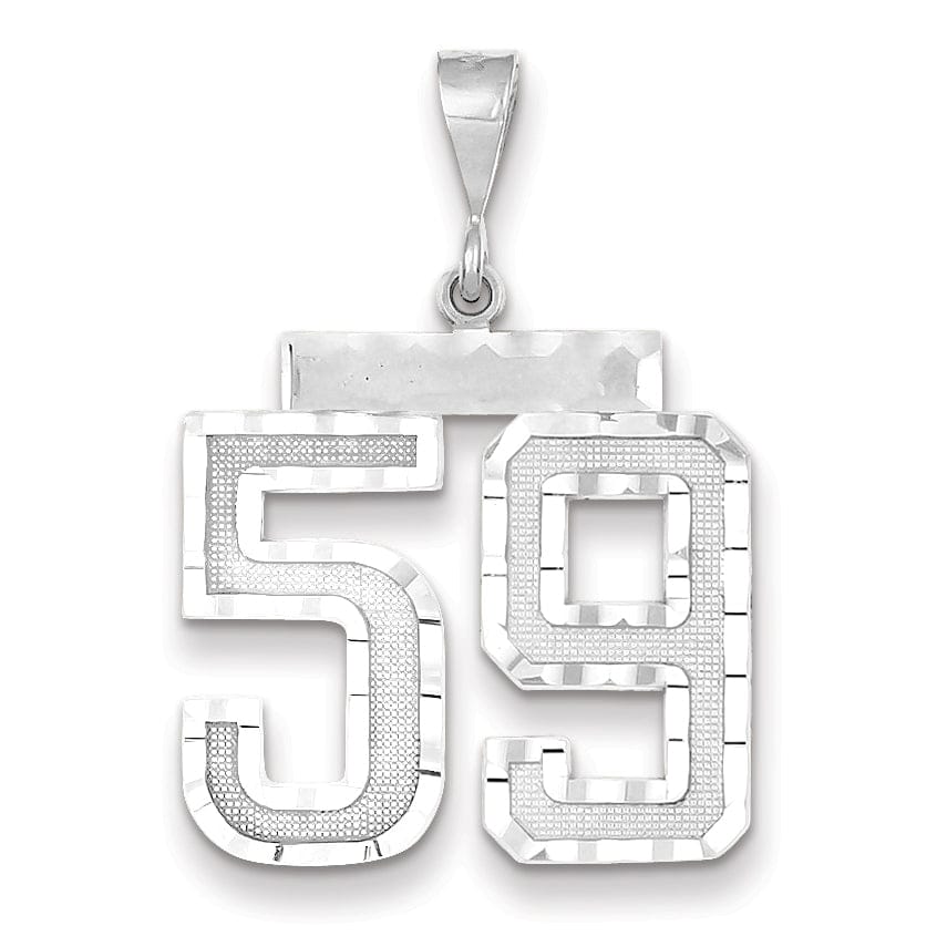 Lovely Rita's Pendants & Charms 14k White Gold Diamond Cut Finish Large Size Number 59 Charm Pendant