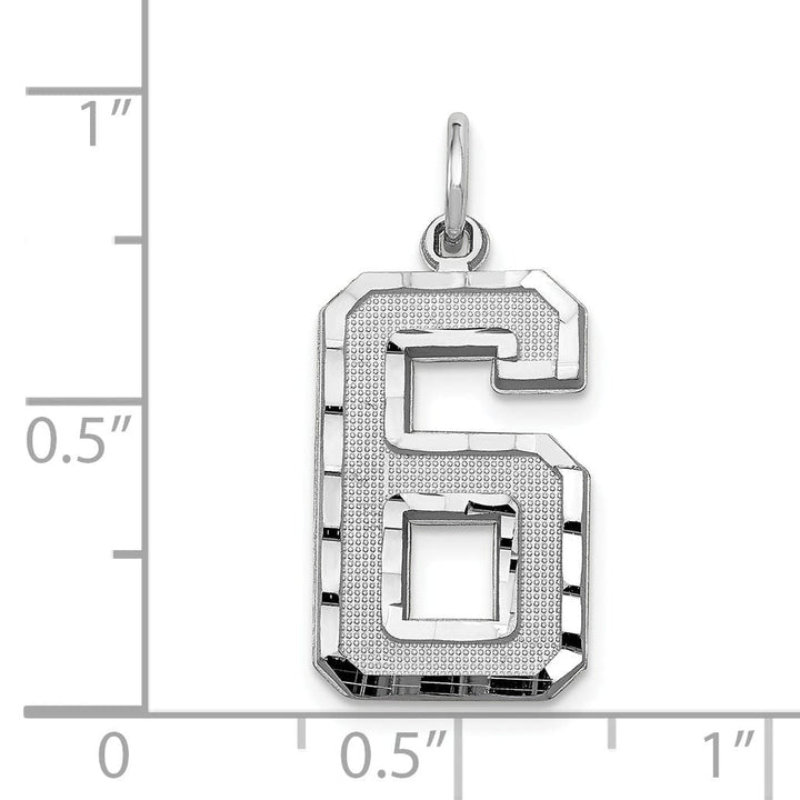 Lovely Rita's Pendants & Charms 14k White Gold Diamond Cut Finish Large Size Number 6 Charm Pendant