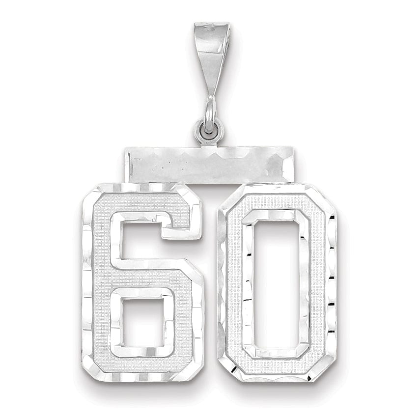 Lovely Rita's Pendants & Charms 14k White Gold Diamond Cut Finish Large Size Number 60 Charm Pendant