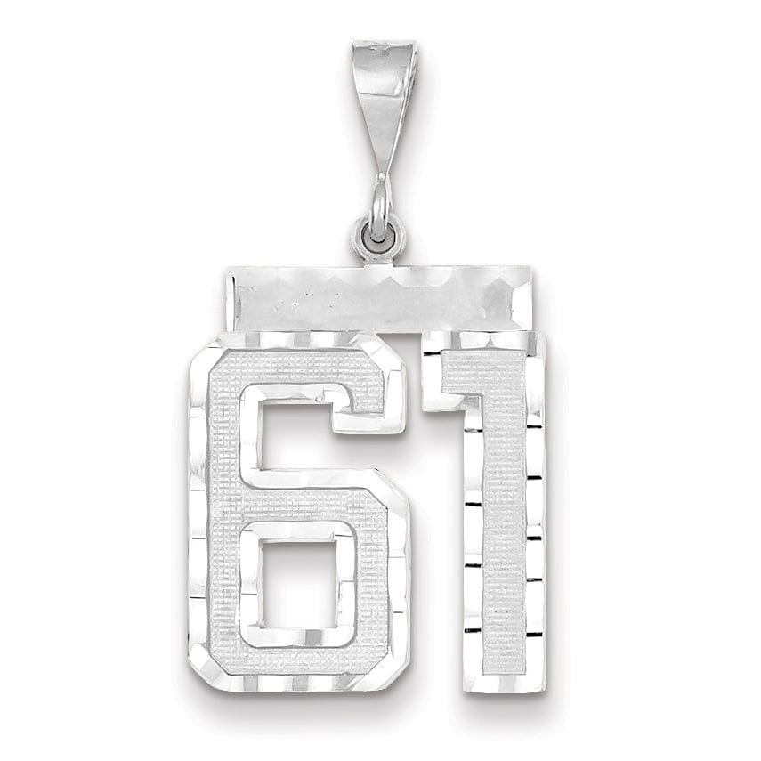 Lovely Rita's Pendants & Charms 14k White Gold Diamond Cut Finish Large Size Number 61 Charm Pendant