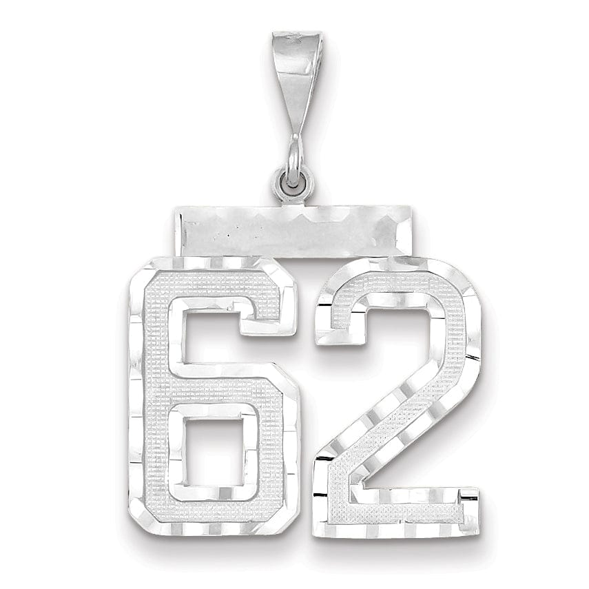 Lovely Rita's Pendants & Charms 14k White Gold Diamond Cut Finish Large Size Number 62 Charm Pendant