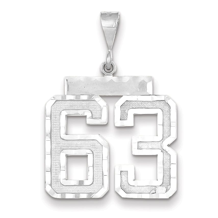 Lovely Rita's Pendants & Charms 14k White Gold Diamond Cut Finish Large Size Number 63 Charm Pendant