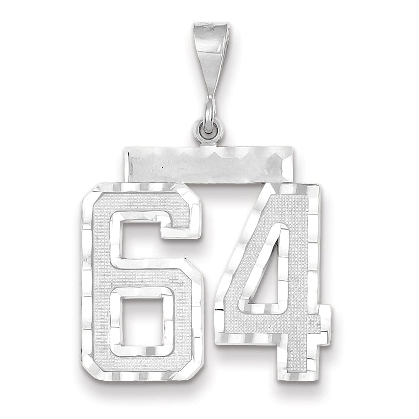Lovely Rita's Pendants & Charms 14k White Gold Diamond Cut Finish Large Size Number 64 Charm Pendant