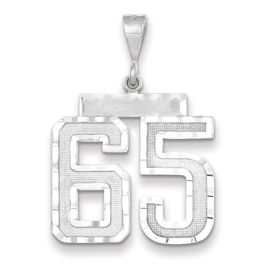Lovely Rita's Pendants & Charms 14k White Gold Diamond Cut Finish Large Size Number 65 Charm Pendant