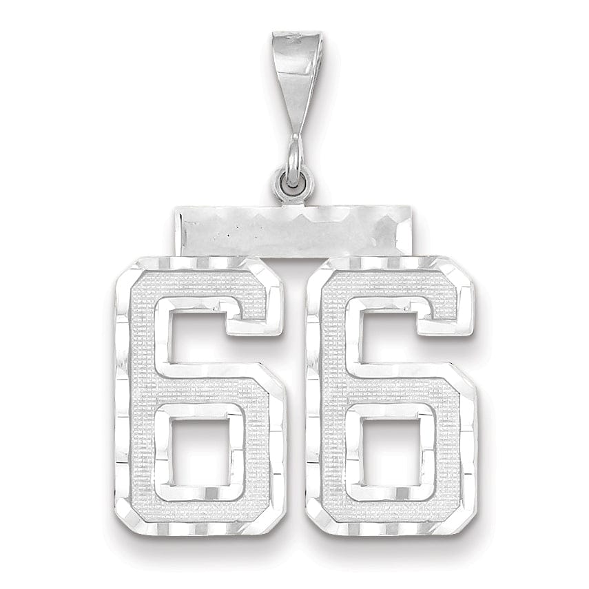 Lovely Rita's Pendants & Charms 14k White Gold Diamond Cut Finish Large Size Number 66 Charm Pendant