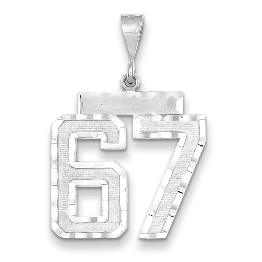 Lovely Rita's Pendants & Charms 14k White Gold Diamond Cut Finish Large Size Number 67 Charm Pendant