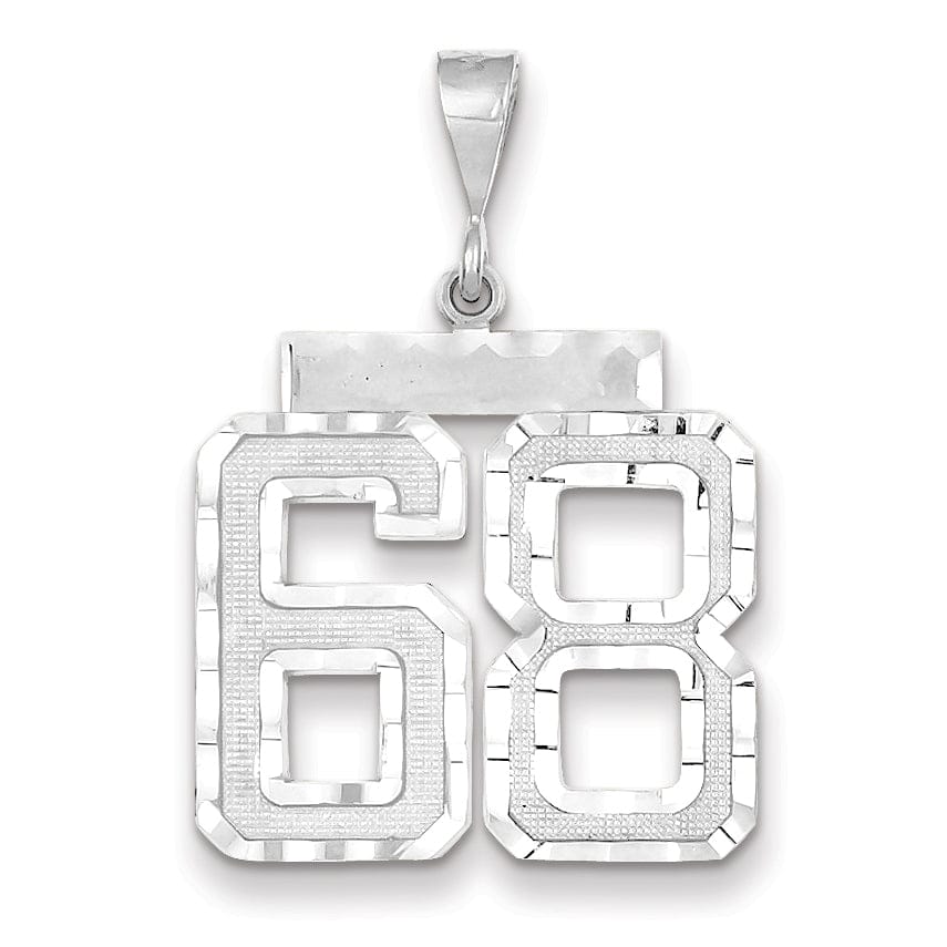 Lovely Rita's Pendants & Charms 14k White Gold Diamond Cut Finish Large Size Number 68 Charm Pendant
