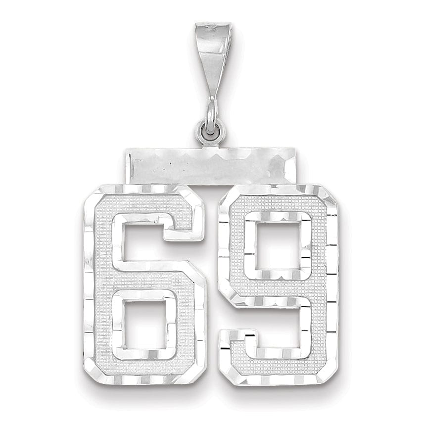 Lovely Rita's Pendants & Charms 14k White Gold Diamond Cut Finish Large Size Number 69 Charm Pendant