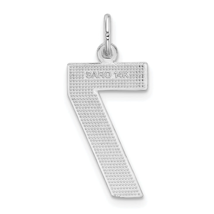 Lovely Rita's Pendants & Charms 14k White Gold Diamond Cut Finish Large Size Number 7 Charm Pendant