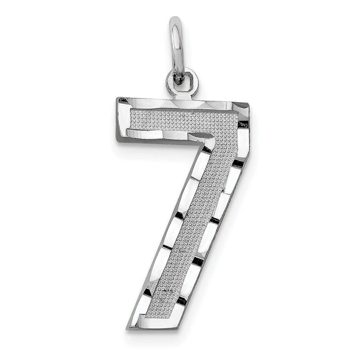 Lovely Rita's Pendants & Charms 14k White Gold Diamond Cut Finish Large Size Number 7 Charm Pendant