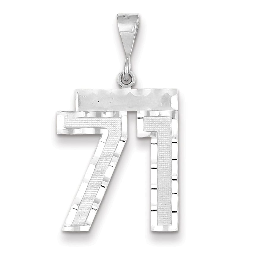 Lovely Rita's Pendants & Charms 14k White Gold Diamond Cut Finish Large Size Number 71 Charm Pendant