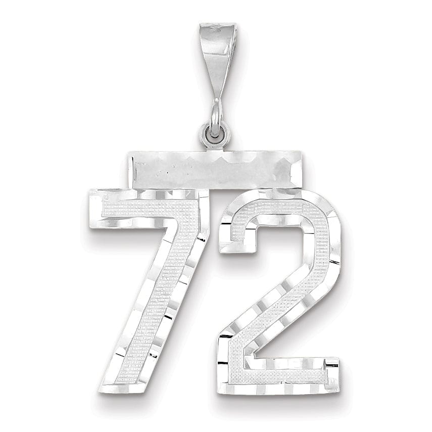 Lovely Rita's Pendants & Charms 14k White Gold Diamond Cut Finish Large Size Number 72 Charm Pendant