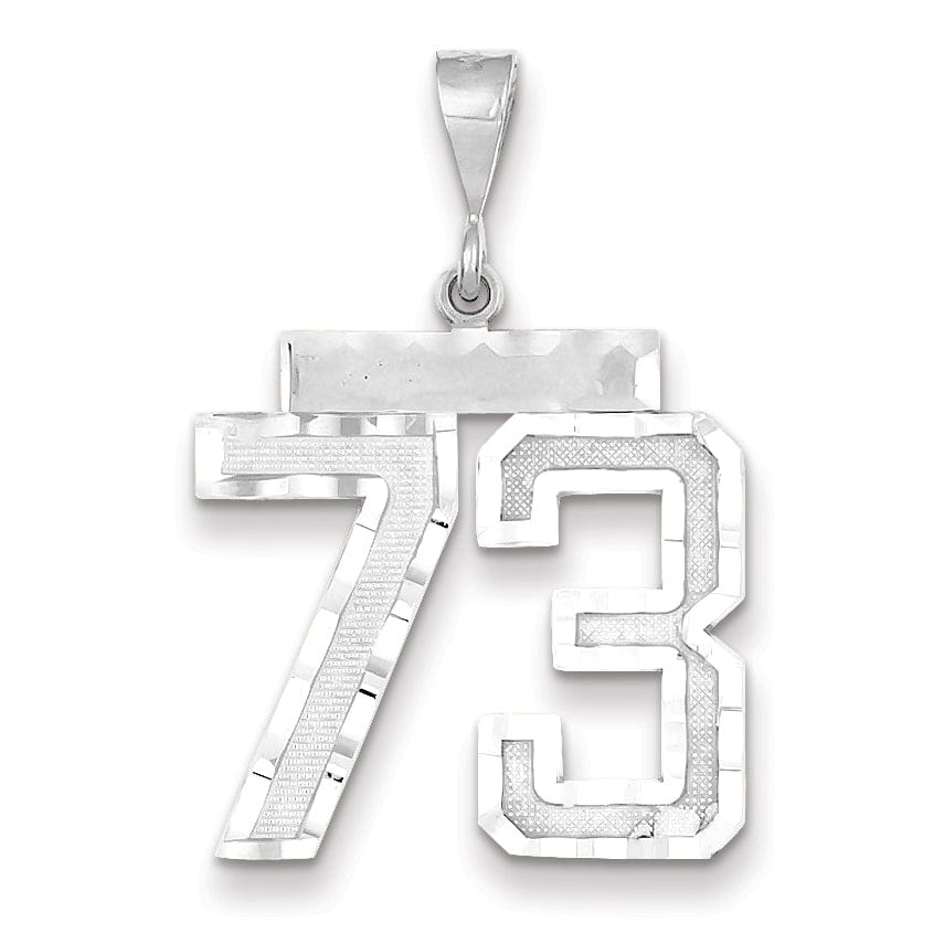 Lovely Rita's Pendants & Charms 14k White Gold Diamond Cut Finish Large Size Number 73 Charm Pendant