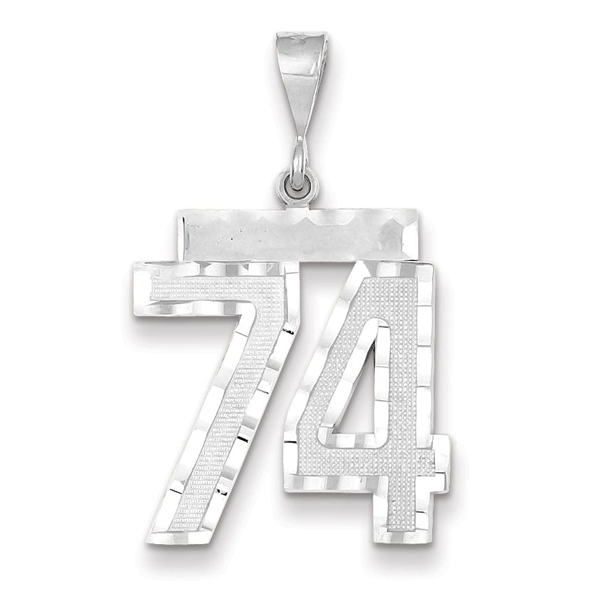 Lovely Rita's Pendants & Charms 14k White Gold Diamond Cut Finish Large Size Number 74 Charm Pendant