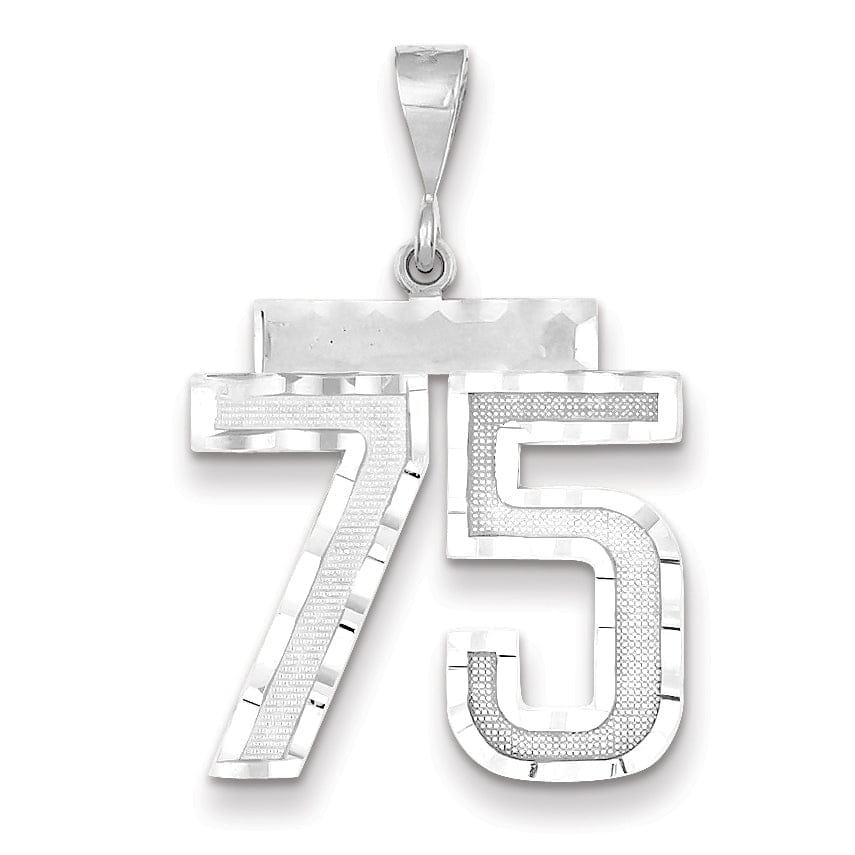 Lovely Rita's Pendants & Charms 14k White Gold Diamond Cut Finish Large Size Number 75 Charm Pendant