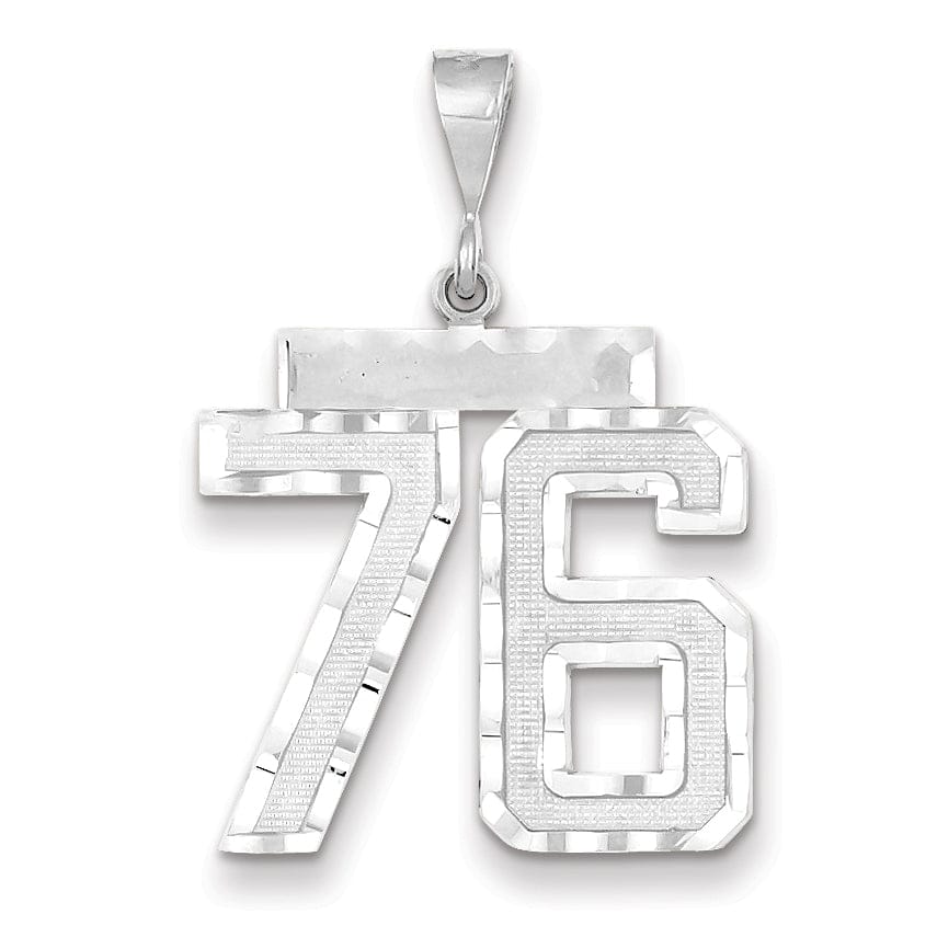 Lovely Rita's Pendants & Charms 14k White Gold Diamond Cut Finish Large Size Number 76 Charm Pendant