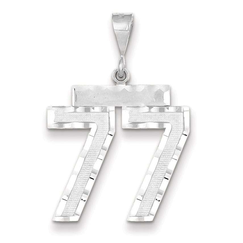 Lovely Rita's Pendants & Charms 14k White Gold Diamond Cut Finish Large Size Number 77 Charm Pendant