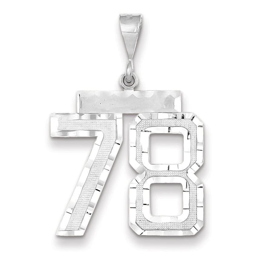 Lovely Rita's Pendants & Charms 14k White Gold Diamond Cut Finish Large Size Number 78 Charm Pendant