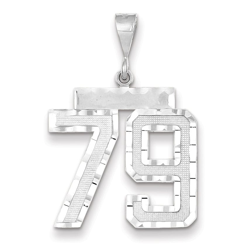 Lovely Rita's Pendants & Charms 14k White Gold Diamond Cut Finish Large Size Number 79 Charm Pendant