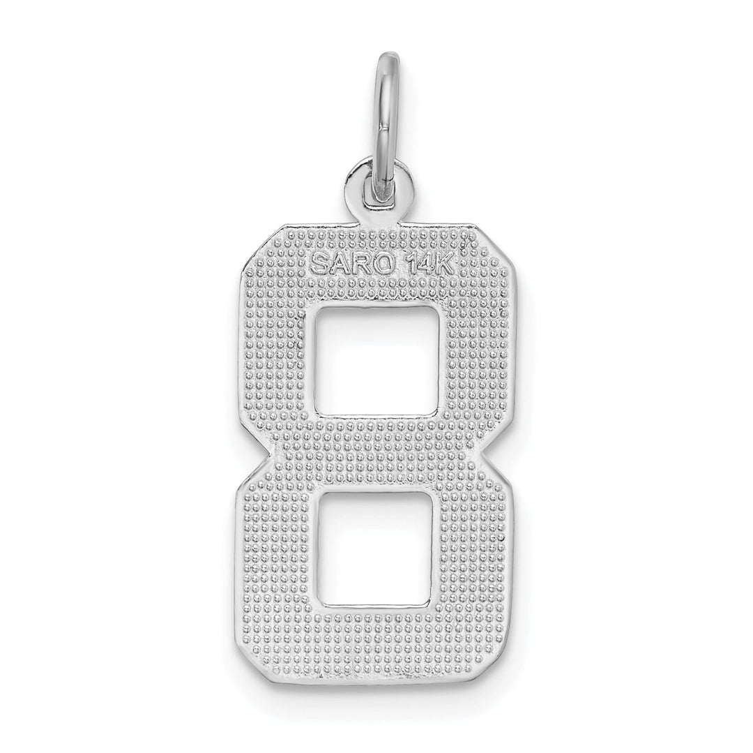 Lovely Rita's Pendants & Charms 14k White Gold Diamond Cut Finish Large Size Number 8 Charm Pendant