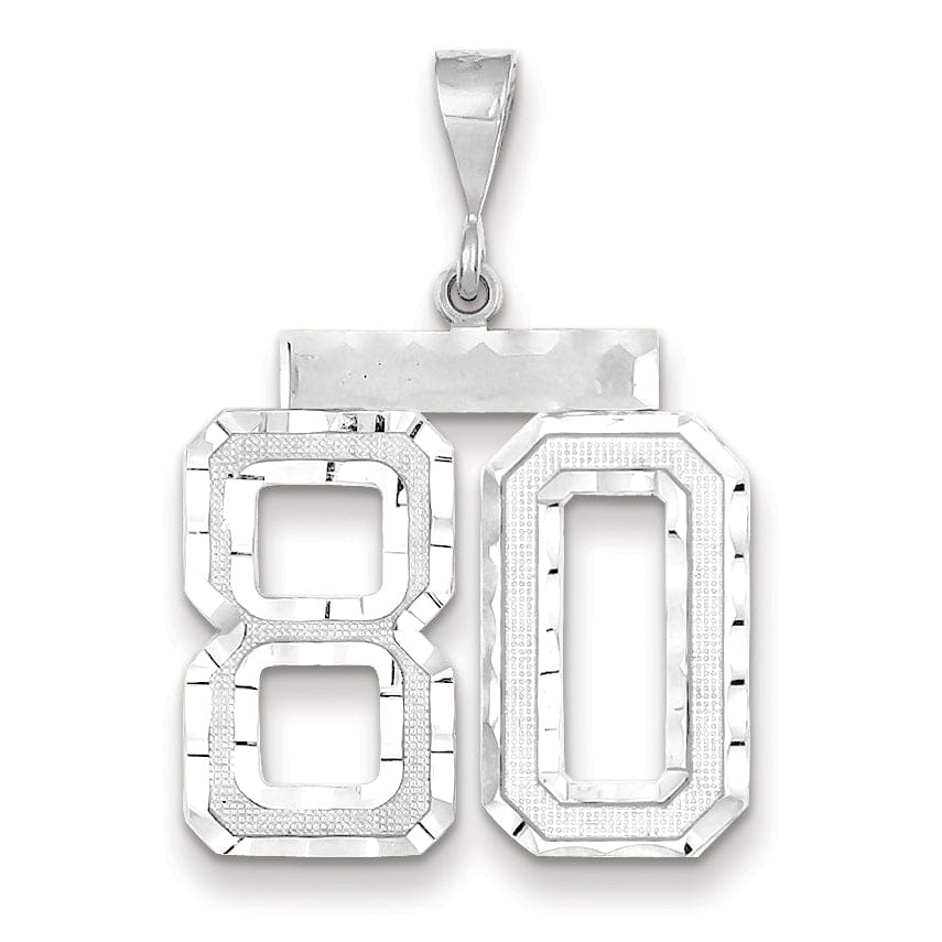 Lovely Rita's Pendants & Charms 14k White Gold Diamond Cut Finish Large Size Number 80 Charm Pendant