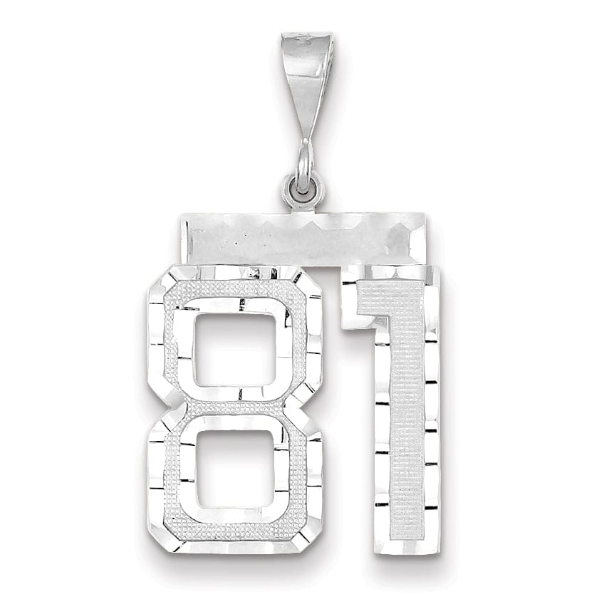 Lovely Rita's Pendants & Charms 14k White Gold Diamond Cut Finish Large Size Number 81 Charm Pendant