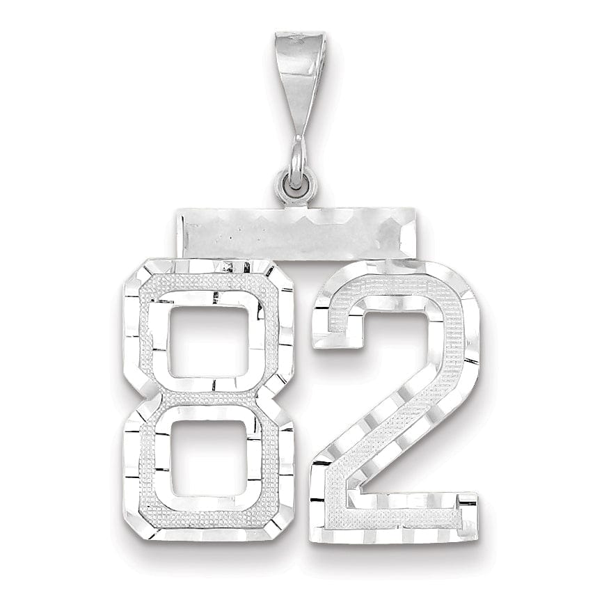 Lovely Rita's Pendants & Charms 14k White Gold Diamond Cut Finish Large Size Number 82 Charm Pendant