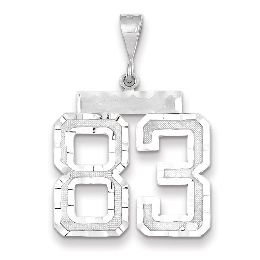 Lovely Rita's Pendants & Charms 14k White Gold Diamond Cut Finish Large Size Number 83 Charm Pendant