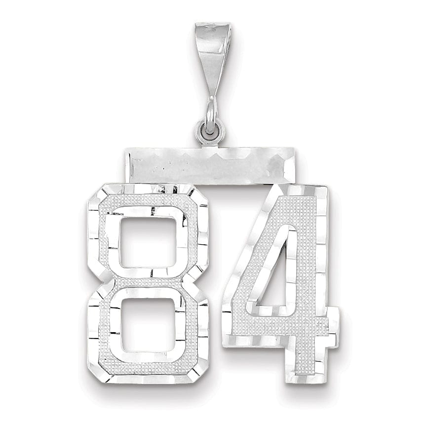 Lovely Rita's Pendants & Charms 14k White Gold Diamond Cut Finish Large Size Number 84 Charm Pendant